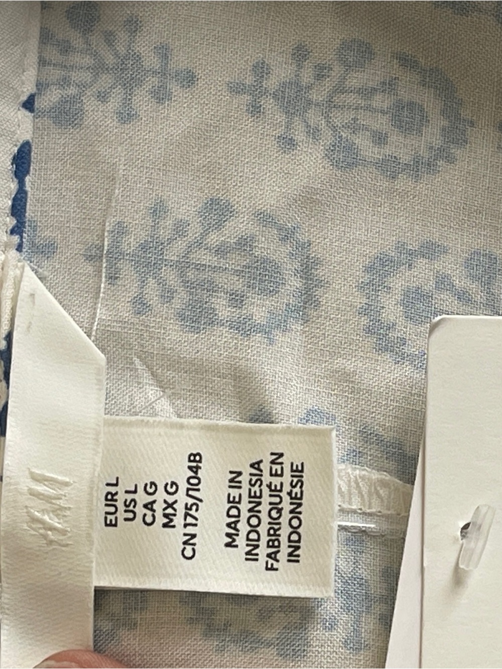 H&M Blue White Floral Print Viscose Button Front Mini Dress Tunic | Size L - Picture 4 of 5
